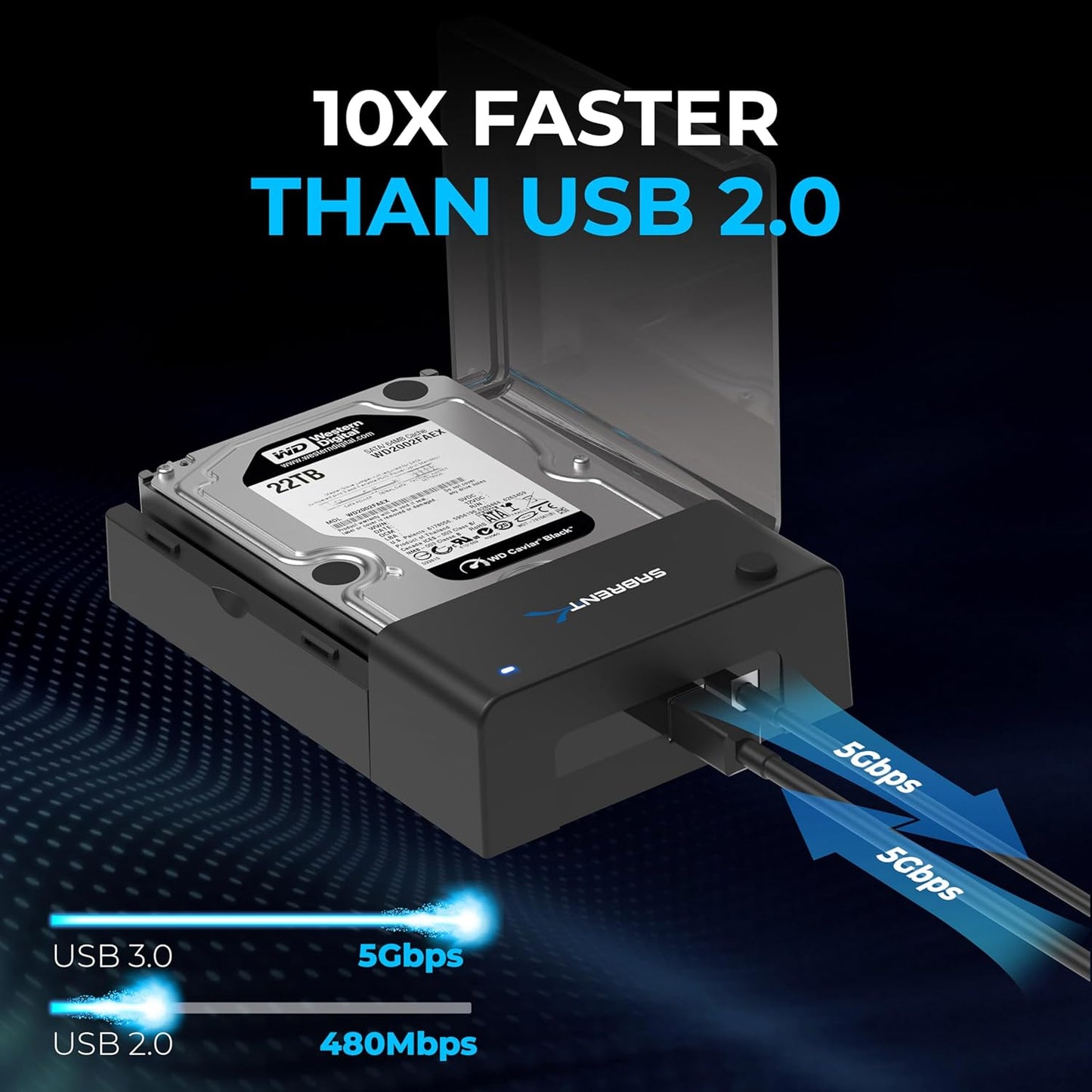 USB 3.0 to SATA External Hard Drive Lay-Flat Docking Station for 2.5 or 3.5In HDD, SSD [Support UASP] (EC-DFLT)