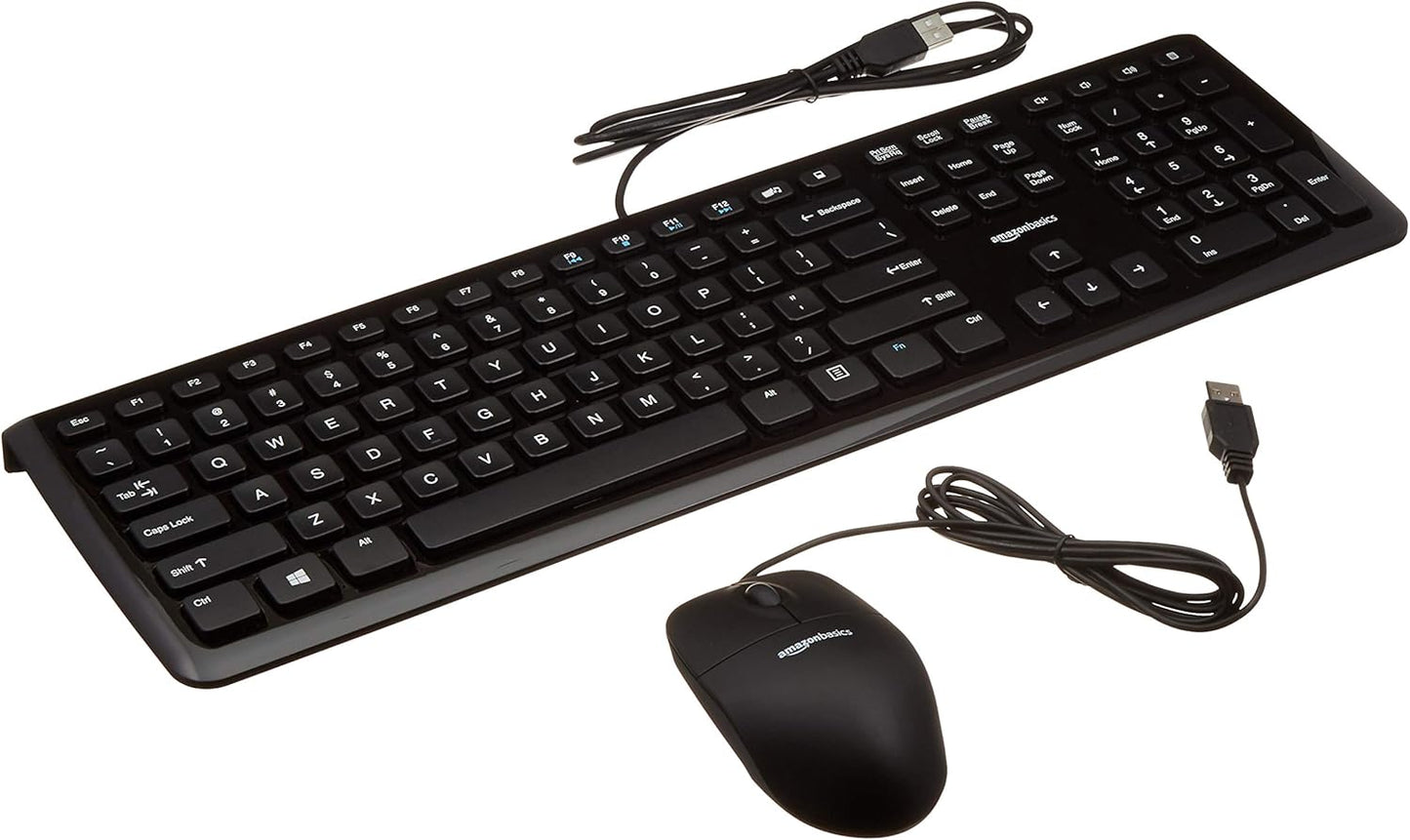 USB Wired Computer Keyboard and Mouse Bundle Pack, Plug and Play, Black, 10-Pack