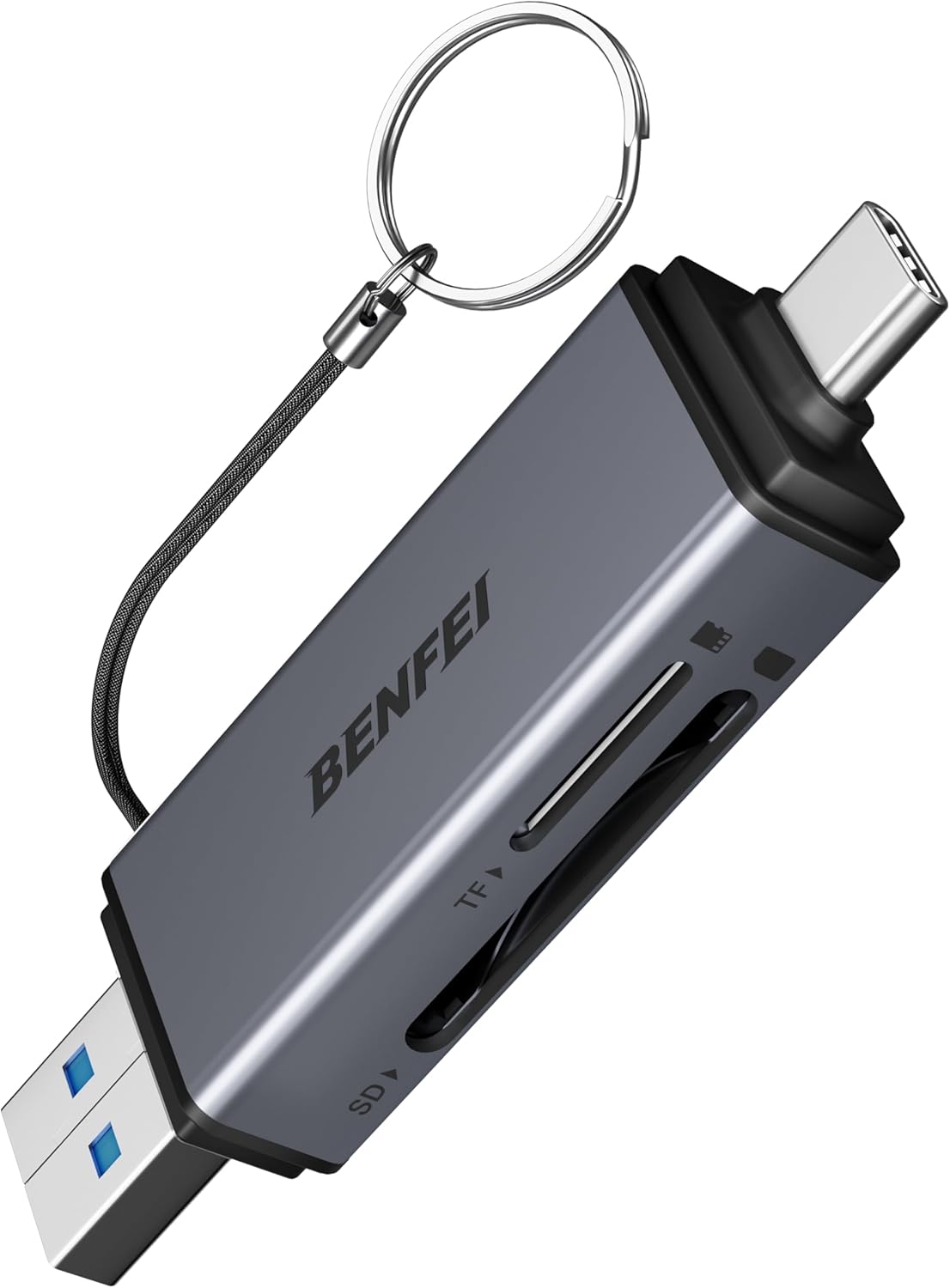 Memory Card Reader,  4In1 USB 3.0 and USB-C to SD Micro SD MS CF Card Reader Adapter, 4 Cards Simultaneously Read and Write, Compatible with Iphone 15 Series, Macbook Pro/Air 2023, and More
