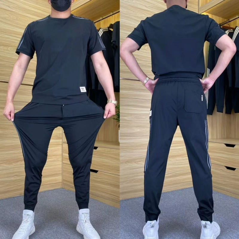 Men's Trend Loose And High-elastic Ice Silk Leisure Suit
