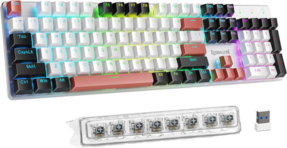 Mechanical Gaming Keyboard Wired, 11 Programmable Backlit Modes, Hot-Swappable Red Switch, Anti-Ghosting, Double-Shot PBT Keycaps, Light up Keyboard for PC Mac