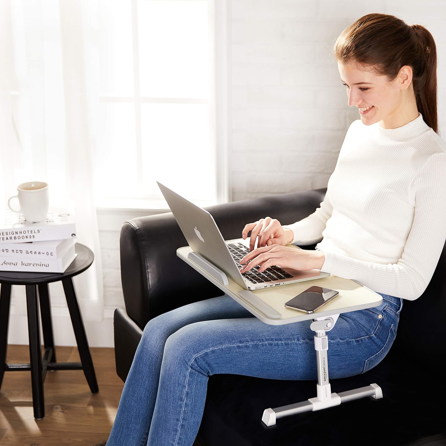 Adjustable Tray Table Lap Desk Fits up to 17-Inch Laptop, Medium, 12"X20", Cream