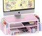 Desk Organizer and Accessories, 2-Tier Computer Monitor Stand Riser with Drawer and 2 Pen Holders, Laptop Stand, Office Desk Accessories for Office Supplies, Black