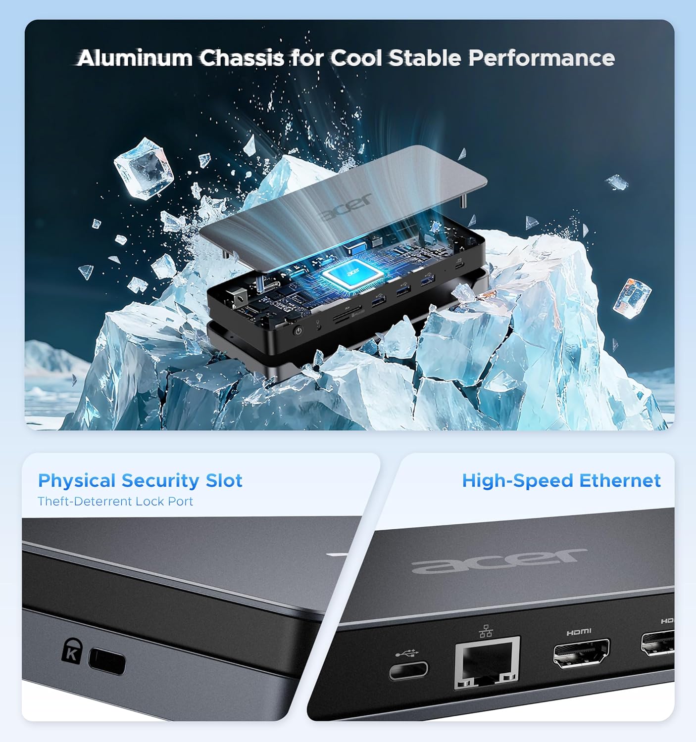 Premium 13-In-1 Docking Station with 110W PD & Triple Monitor Support | Dual 4K HDMI and Dp,5Gbps USB A/C,Gigabit Ethernet,Security Lock | Laptop Docking Station for Windows/Dell/Hp/Lenovo/Asus