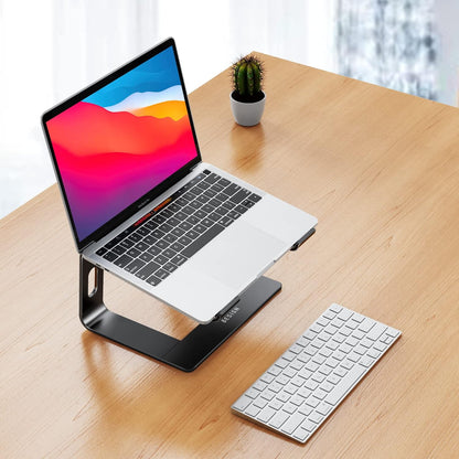 LS03 Aluminum Laptop Stand, Ergonomic Detachable Computer Stand, Riser Holder Notebook Stand Compatible with Air, Pro, Dell, HP, Lenovo More 10-15.6" Laptops, Black