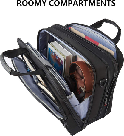 Laptop Bag Premium Laptop Briefcase Fits up to 17.3 Inch Laptop Expandable Water-Repellent Shoulder Messenger Bag Computer Bag with RFID Pockets for Travel/Business/Men/Women-Black