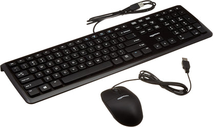 USB Wired Computer Keyboard and Mouse Bundle Pack, Plug and Play, Black, 10-Pack