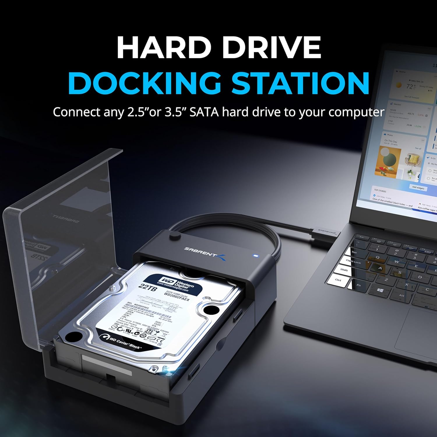 USB 3.0 to SATA External Hard Drive Lay-Flat Docking Station for 2.5 or 3.5In HDD, SSD [Support UASP] (EC-DFLT)