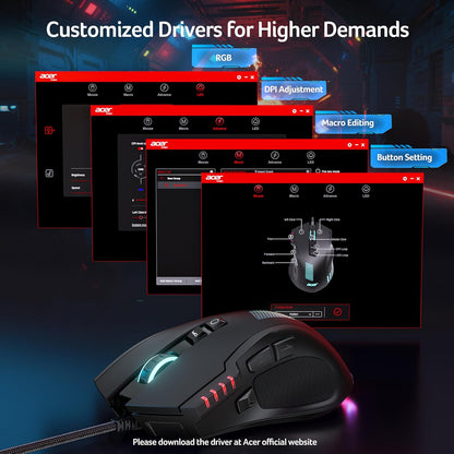 Wired Gaming Mouse, 12,800 DPI RGB Ergonomic Computer Mouse with Optical Sensor, 8 Programmable Buttons, 12 Backlit Modes, Software for DIY Keybinds, Rapid Fire, USB Gaming Mice for Laptop, PC