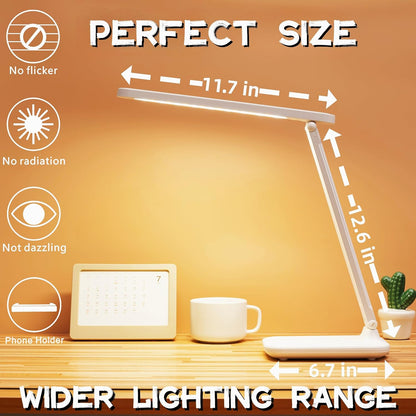 Led Desk Lamp Dimmable Desk Light Reading Lamp 3 Lighting Modes, Eye Protection Accessories, Study Desk Lamp Equipped USB Charger Suitable for Home Office Is for Gift Giving