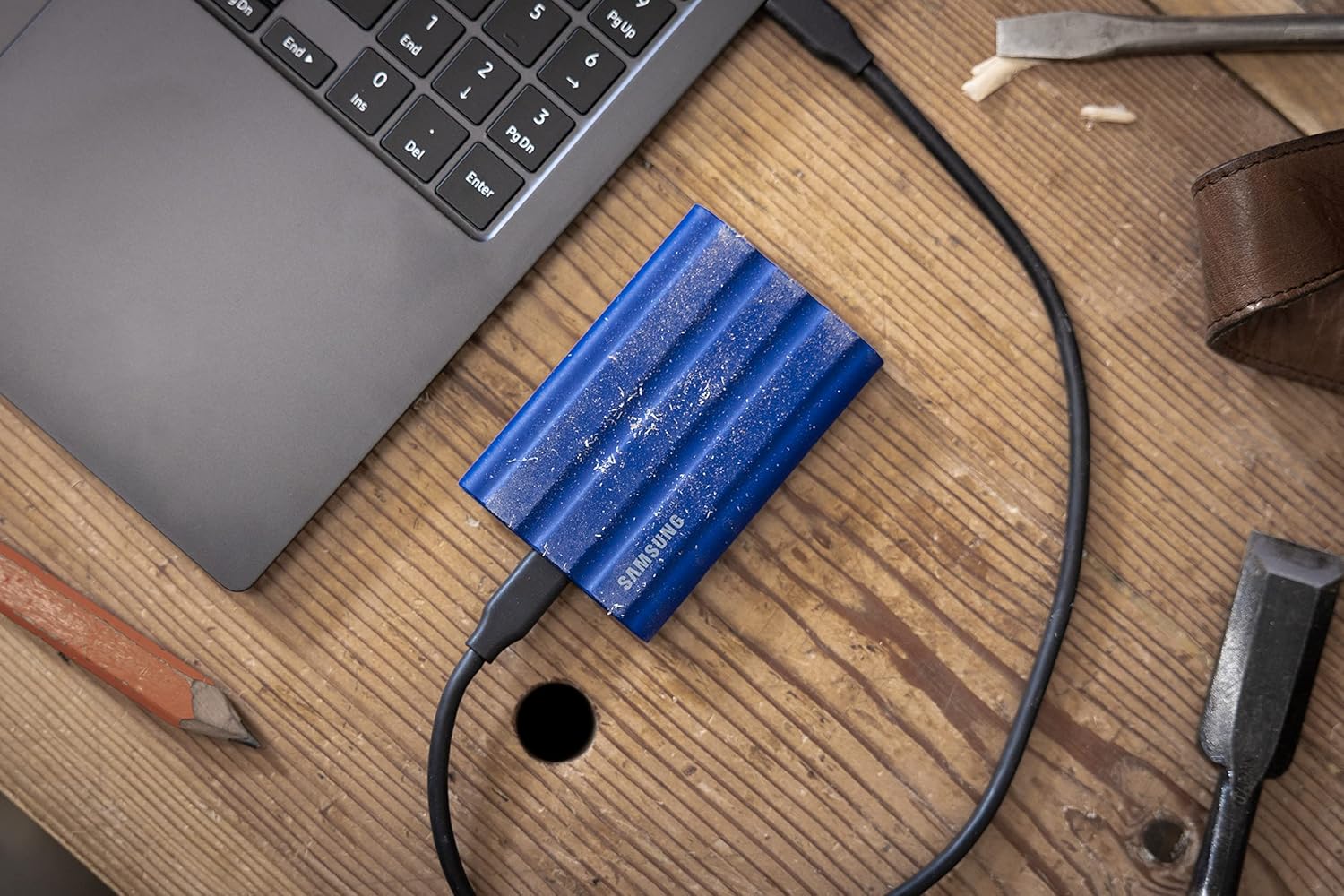 T7 Shield 2TB Portable SSD, USB 3.2 Gen2, Rugged, IP65 Rated, for Photographers, Content Creators and Gaming, External Solid State Drive (MU-PE2T0R/AM, 2022), Blue