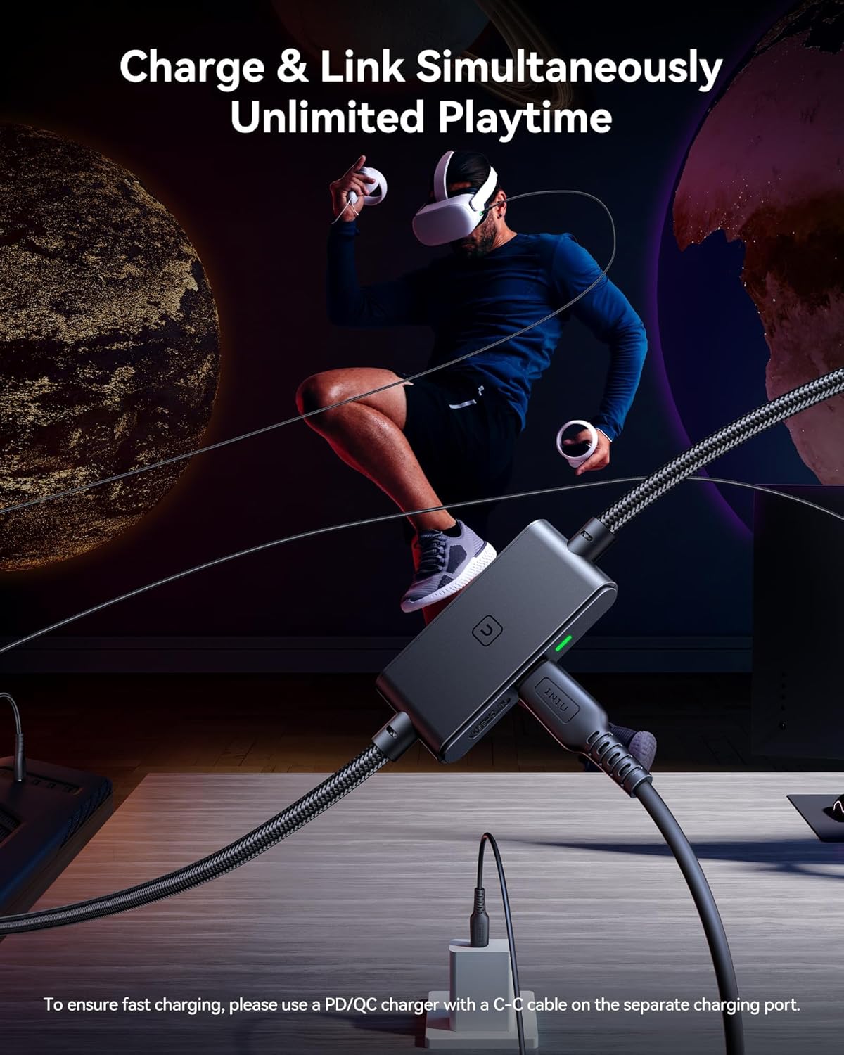 Link Cable, [16FT 5M] VR Cable USB 3.0 High Speed Type C Charger Cable Fast Charging While Playing,Usb to USB C Cable for Meta Oculus Quest 3S 3 2 Pico 4 Accessories and Gaming PC Steam VR