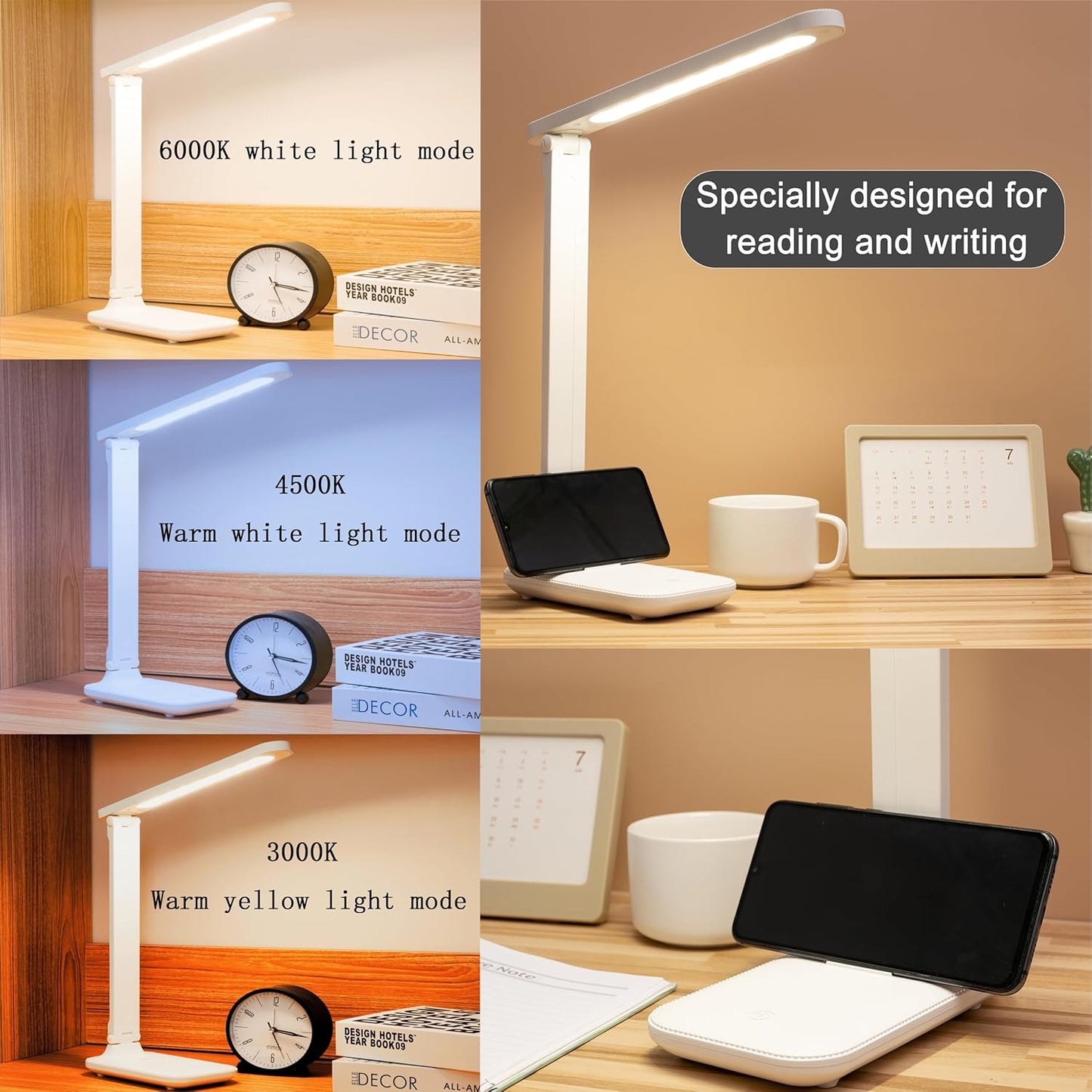Led Desk Lamp Dimmable Desk Light Reading Lamp 3 Lighting Modes, Eye Protection Accessories, Study Desk Lamp Equipped USB Charger Suitable for Home Office Is for Gift Giving