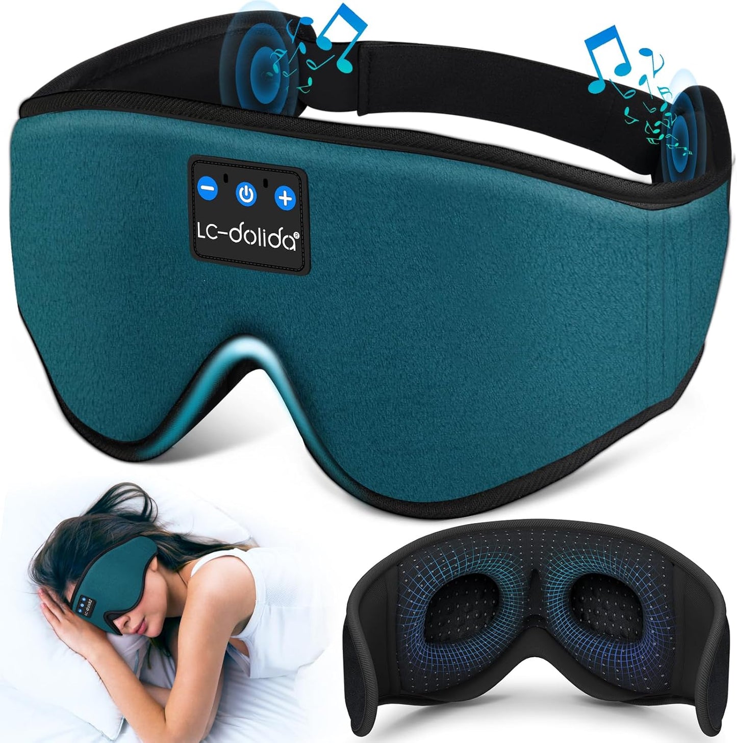Sleeping Headphones Eye Mask, Sleep Mask with Bluetooth Headphones 3D Eye Mask Wireless Music Cotton Sleep Cover for Side Sleepers Nap Insomnia Air Travel Meditation Gifts for Unisex