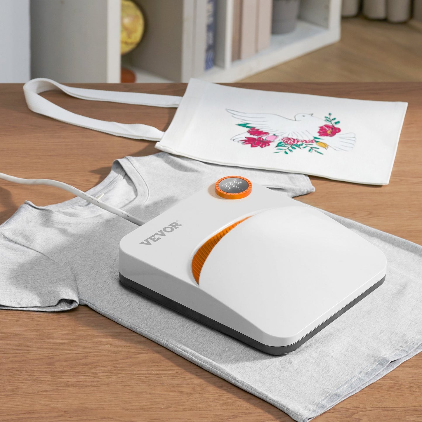 VEVOR Heat Press Machine,9x9inches Portable Shirt Printing Multifunctional Sublimation Transfer Heat Press Machine TeflonCoated, Easy Iron-on Press For T-shirts HTV Vinyl Bags Pillows Projects