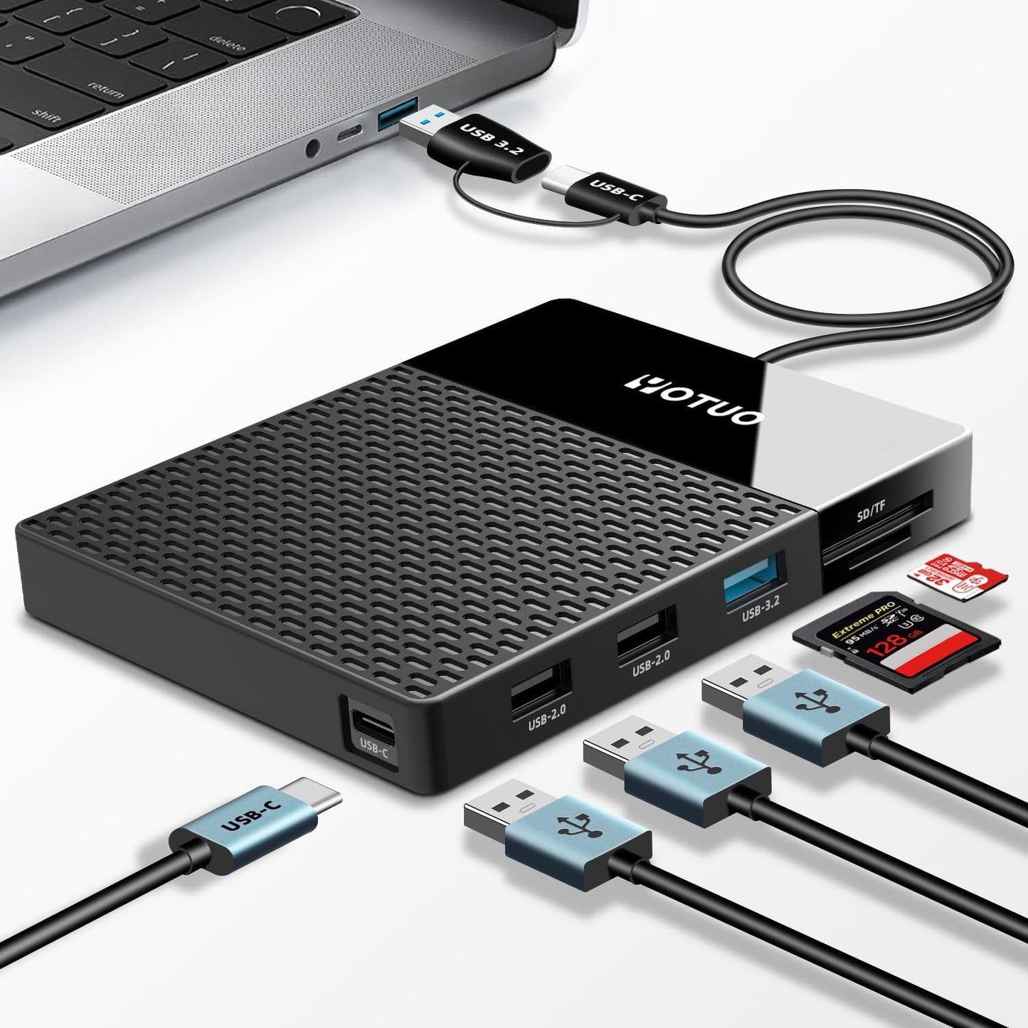 1TB External Hard Drive, USB C Multiport Hub HDD 7-In-1, USB 3.0, SD/TF Card Reader, Docking Station, Multi-Function HDD for Windows, Mac, Android, TV, Phone, Laptop, Desktop, PC