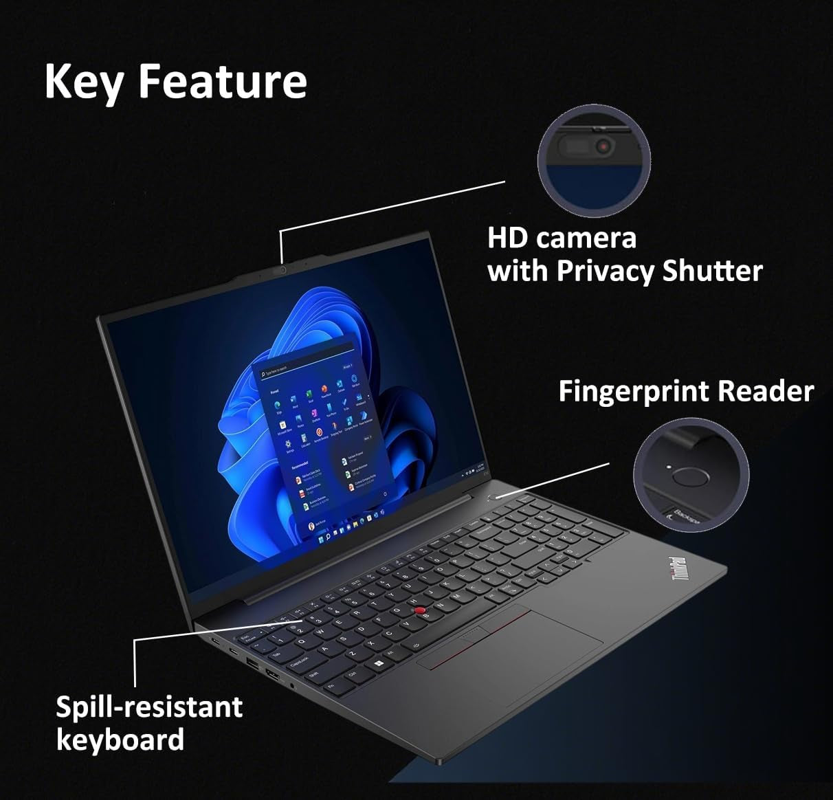 Lenovo Thinkpad E16 Gen 2 Business Laptop (16" FHD+ Touchscreen, AMD Ryzen 5 7535U (> Intel I7-1255U), 16GB DDR5 RAM, 512GB SSD) Fingerprint Reader, Webcam, Ethernet, Win 11 Pro W/ Copilot, Black