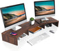 Dual Monitor Stand – 3 Shelf Computer Monitor Riser, Wood Desktop Stand with Adjustable Length and Angle, Desk Accessories, Office Supplies Medium Black,Dt108001Wb
