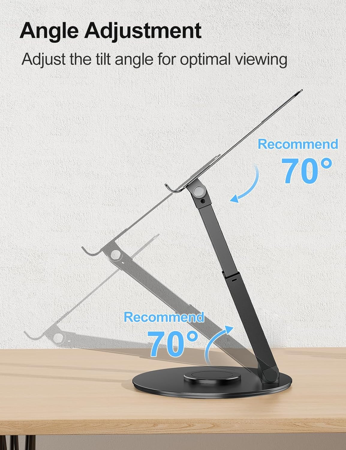 Telescopic Laptop Stand for Desk with 360° Swivel Base, Sit to Stand, Height Adjustable, Portable Riser Holder for Good Posture, Compatible with Macbook Pro, All Laptops 10-17" - Black