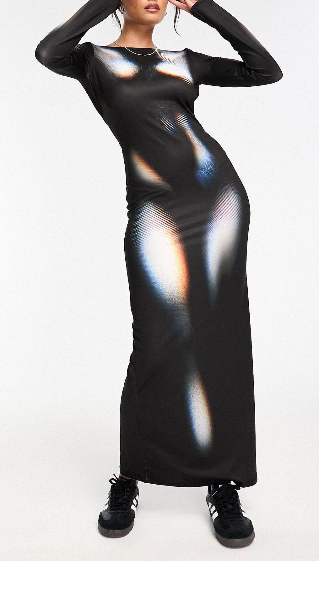 Fashion Women's Printed Wear Long Sleeve Narrow Dress