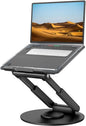 Telescopic Laptop Stand for Desk with 360° Swivel Base, Sit to Stand, Height Adjustable, Portable Riser Holder for Good Posture, Compatible with Macbook Pro, All Laptops 10-17" - Black