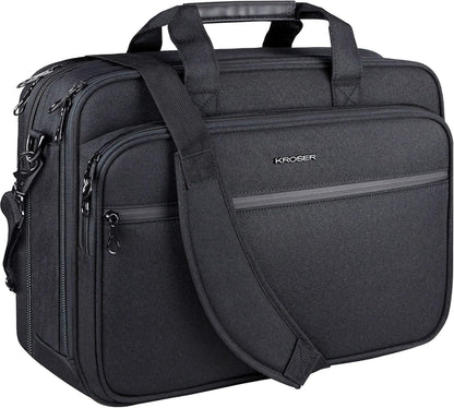 Laptop Bag Premium Laptop Briefcase Fits up to 17.3 Inch Laptop Expandable Water-Repellent Shoulder Messenger Bag Computer Bag with RFID Pockets for Travel/Business/Men/Women-Black