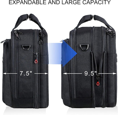 Laptop Bag Premium Laptop Briefcase Fits up to 17.3 Inch Laptop Expandable Water-Repellent Shoulder Messenger Bag Computer Bag with RFID Pockets for Travel/Business/Men/Women-Black