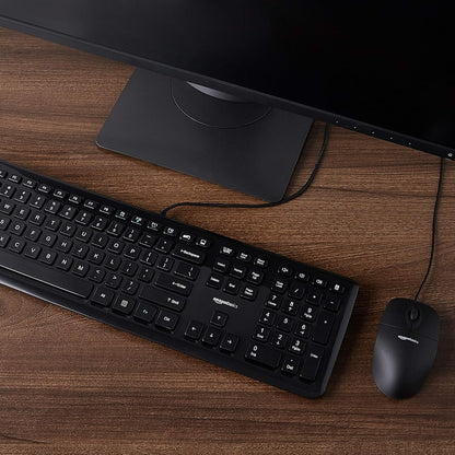USB Wired Computer Keyboard and Mouse Bundle Pack, Plug and Play, Black, 10-Pack