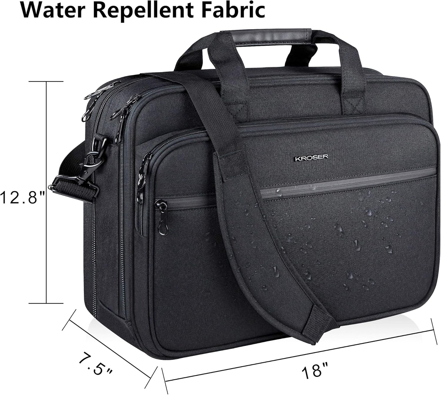 Laptop Bag Premium Laptop Briefcase Fits up to 17.3 Inch Laptop Expandable Water-Repellent Shoulder Messenger Bag Computer Bag with RFID Pockets for Travel/Business/Men/Women-Black