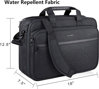 Laptop Bag Premium Laptop Briefcase Fits up to 17.3 Inch Laptop Expandable Water-Repellent Shoulder Messenger Bag Computer Bag with RFID Pockets for Travel/Business/Men/Women-Black