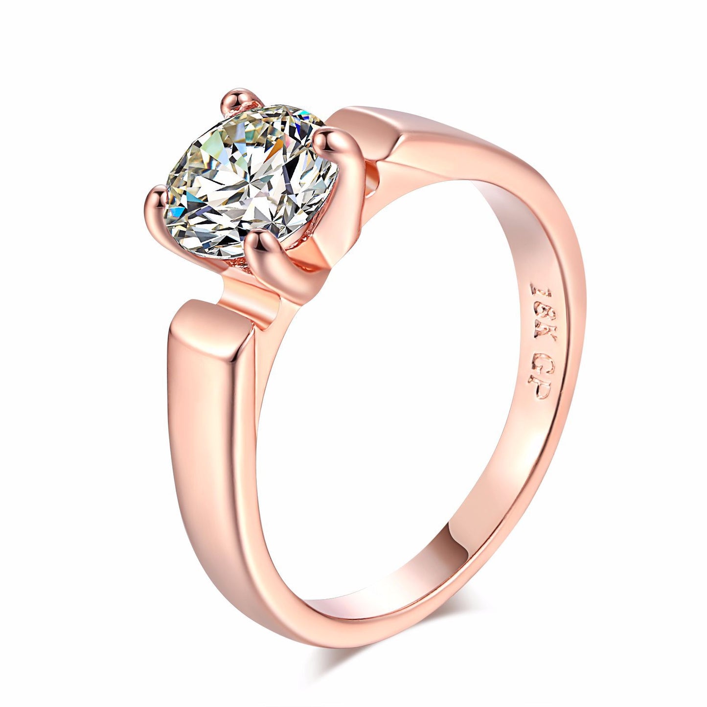 Simple Single Diamond Wedding Ring Zircon Micro-inlaid Rose Gold Plated