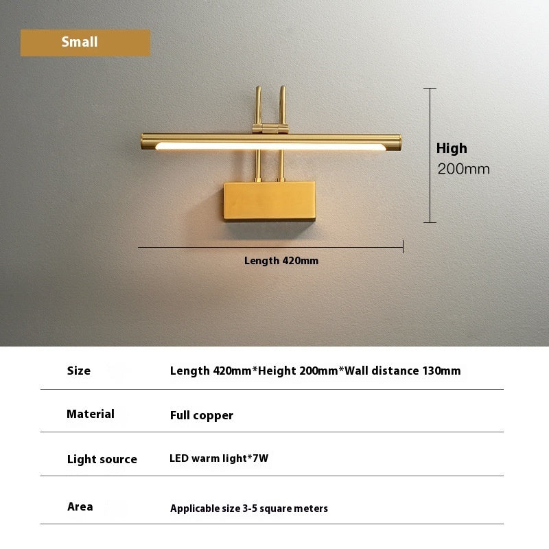 Light Luxury Copper Mirror Front Light Fill Light Living Room