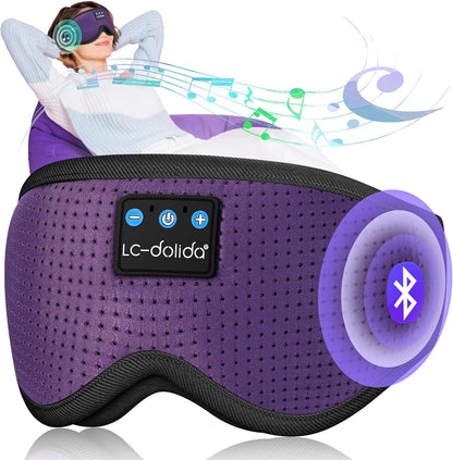 Sleeping Headphones Eye Mask, Sleep Mask with Bluetooth Headphones 3D Eye Mask Wireless Music Cotton Sleep Cover for Side Sleepers Nap Insomnia Air Travel Meditation Gifts for Unisex
