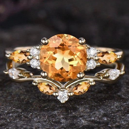 Inlaid Yellow Zircon Women's Couple Rings Ins Fashion Accessories