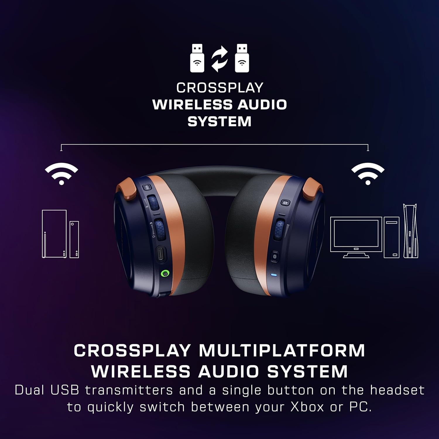 Stealth 700 Gen 3 Wireless Multiplatform Amplified Gaming Headset for Xbox Series X|S, Xbox One, PC, PS5, Mobile – 60Mm Drivers, AI Noise-Cancelling Mic, Bluetooth, 80-Hr Battery – Cobalt