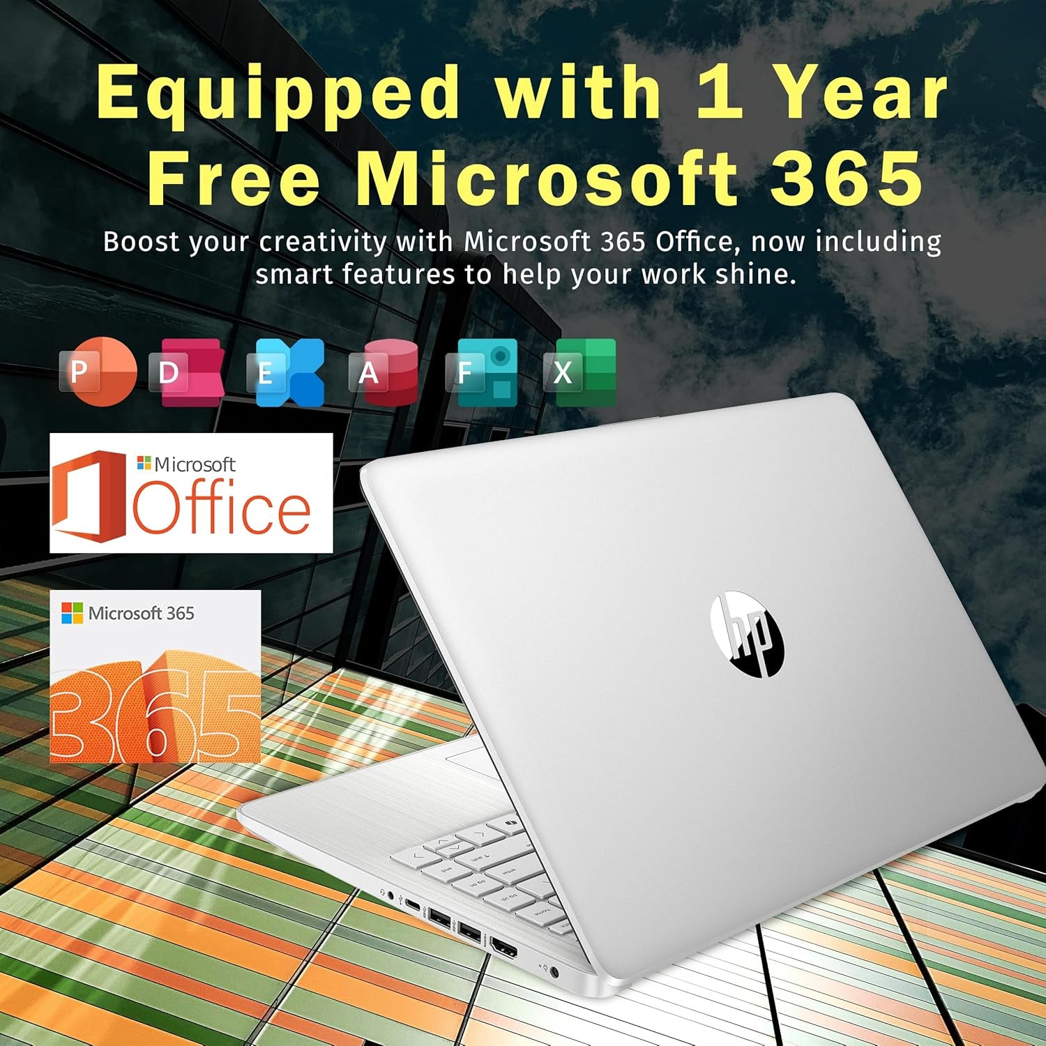 Stream 14" HD Brightview Laptop, Intel Celeron N150, 16GB RAM, 288GB Storage (128GB Emmc + 160GB Docking Station Set), Intel UHD Graphics, 720P Webcam, Wi-Fi, 1 Year Office 365, Win 11 S, Silver