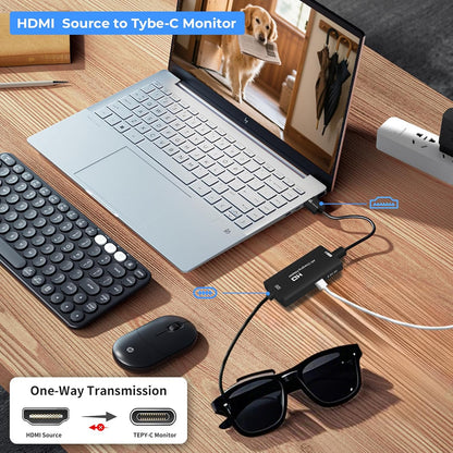 AR Glasses HDMI to USB-C Display Adapter, 4K@60Hz Play and Charge XR Converter with DC 5V, for XREAL One/Air 2 Pro/Rayneo/Rokid, Steam, Switch 2/1, PS5/4, Portable Monitors (Black)