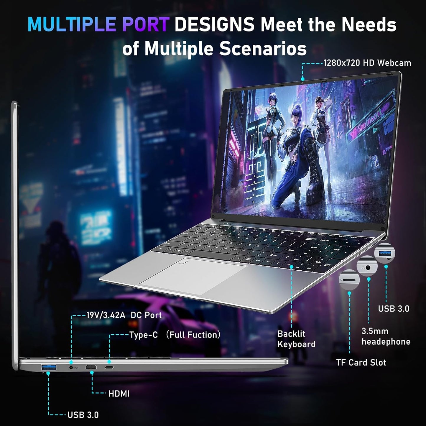 Gaming Laptop,15.6 Inch Laptop Computer,32Gb RAM 1TB SSD,AMD Ryzen 5 7430U (Up to 4.3Ghz,Beat 5700U),AMD Radeon Graphics,15.6”Fhd 1920 * 1080 Display,Wifi 5,Bt5.0,Backlit Keyboard