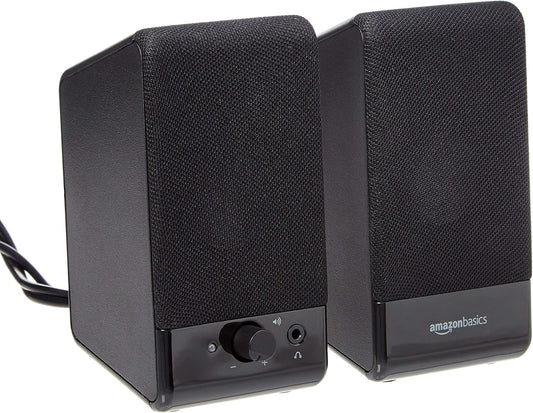 Usb-Powered Computer Speakers for Desktop or Laptop PC with Volume Control, Plug-N-Play, Black