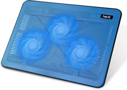 HV-F2056 15.6"-17" Laptop Cooler Cooling Pad - Slim Portable USB Powered (3 Fans), Black/Blue