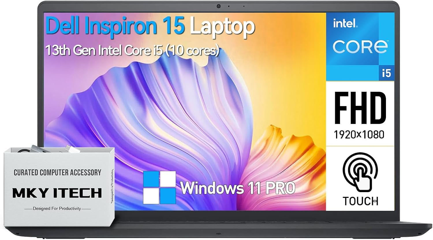 Dell Inspiron 15 Laptop Touchscreen Computer, 15.6" FHD IPS Touch Screen Business Laptop, 13Th Gen Intel Core I5-1334U (10-Cores, Beat I7-1255U), 32GB RAM 2TB SSD, Windows 11 Pro, 10-Key Number Pad