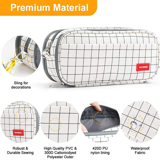 Pencil Case, Hot Sale, Large Capacity Three-layer Creative Student Multi-functional Canvas Korean Pencil Bag Pencil Case Pencil Case