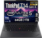 Thinkpad T14 Gen 6 Business Laptop 14" FHD+ IPS, Intel Ultra 7 255U, 64GB DDR5 RAM, 2TB SSD, 5MP Webcam, Fingerprint, Backlit, Wi-Fi 6E, 2 Thunderbolt 4, AI PC, W11P
