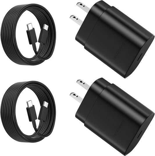 USB C Charger, Fast Charging Block, Type-C Power Adapter. the Mobile Phone Charger Is Suitable for Samsung Galaxy S25/S24 S23 S22 S21 Ultra/S20/S20 Ultra/Note 20 Ultra,Android【2-Pack】