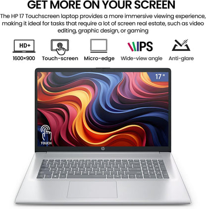 2026 HP 17 Inch Laptop Touchscreen Computer Notebook, 17.3 HD+ IPS Touch Screen Business Laptop AI PC, 15Th Gen Intel 12-Core Ultra 7, 40GB DDR5 RAM 2TB SSD | Windows 11 Pro | Backlit 10-Key | Wi-Fi 6