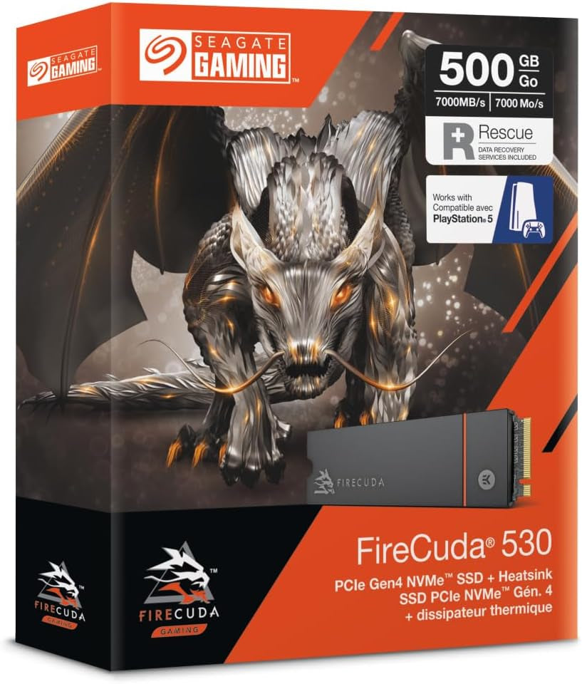 Firecuda 530 4TB Solid State Drive - M.2 Pcie Gen4 ×4 Nvme 1.4, Speeds up to 7300 Mb/S, Compatible PS5 Internal SSD, 3D TLC NAND, 1275 TBW, 1.8M MTBF, 3Yr Rescue Services (ZP4000GM3A013)