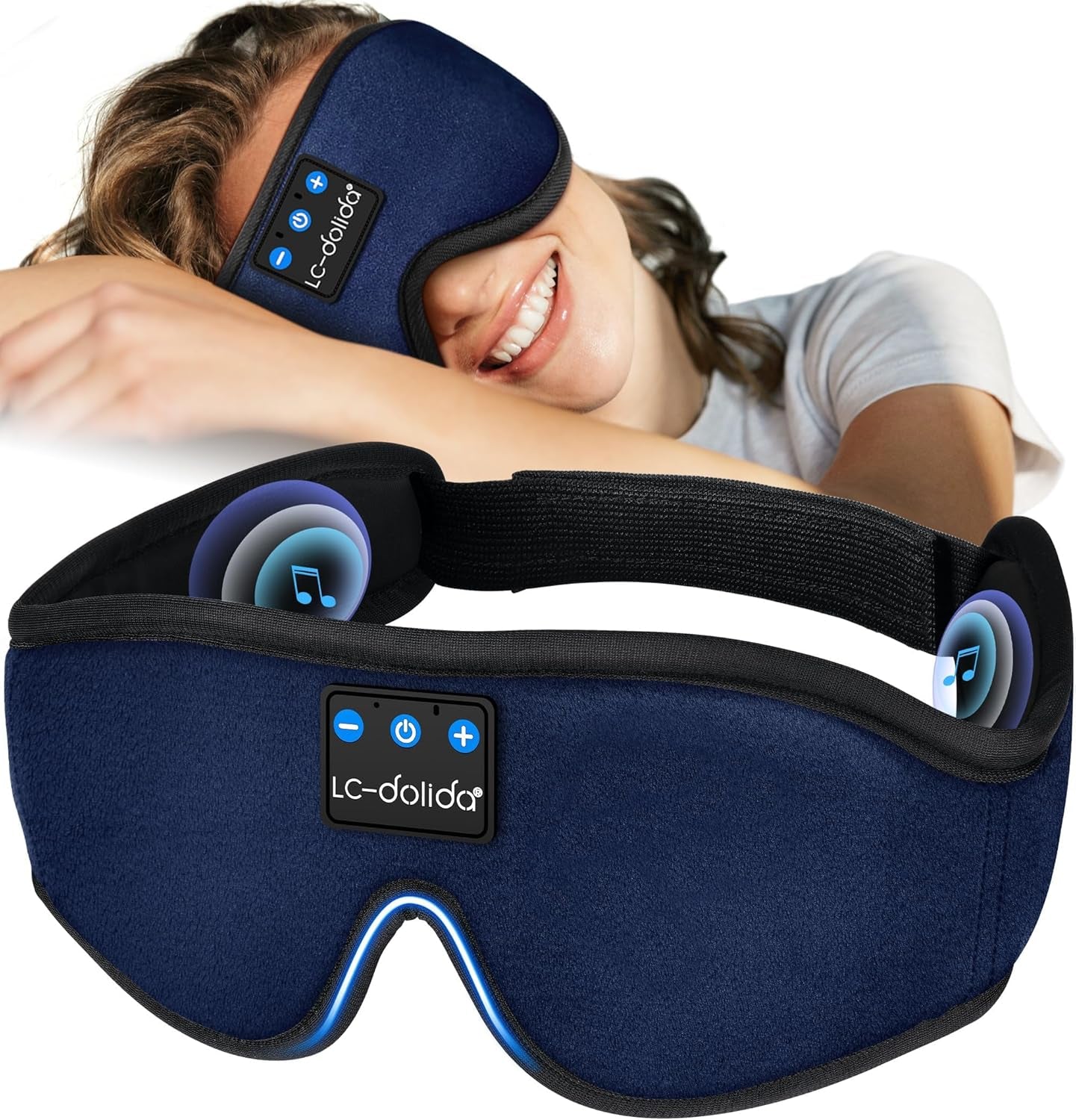 Sleeping Headphones Eye Mask, Sleep Mask with Bluetooth Headphones 3D Eye Mask Wireless Music Cotton Sleep Cover for Side Sleepers Nap Insomnia Air Travel Meditation Gifts for Unisex