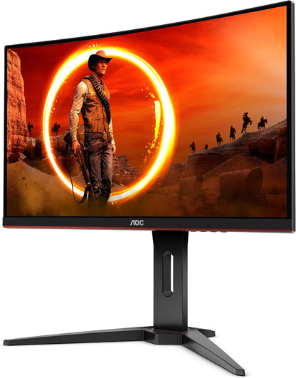 C24G1 24" Curved Frameless Gaming Monitor, FHD 1080P, 1500R VA Panel, 1Ms 144Hz, Freesync, Height Adjustable, VESA, 3-Year Zero Dead Pixels Black