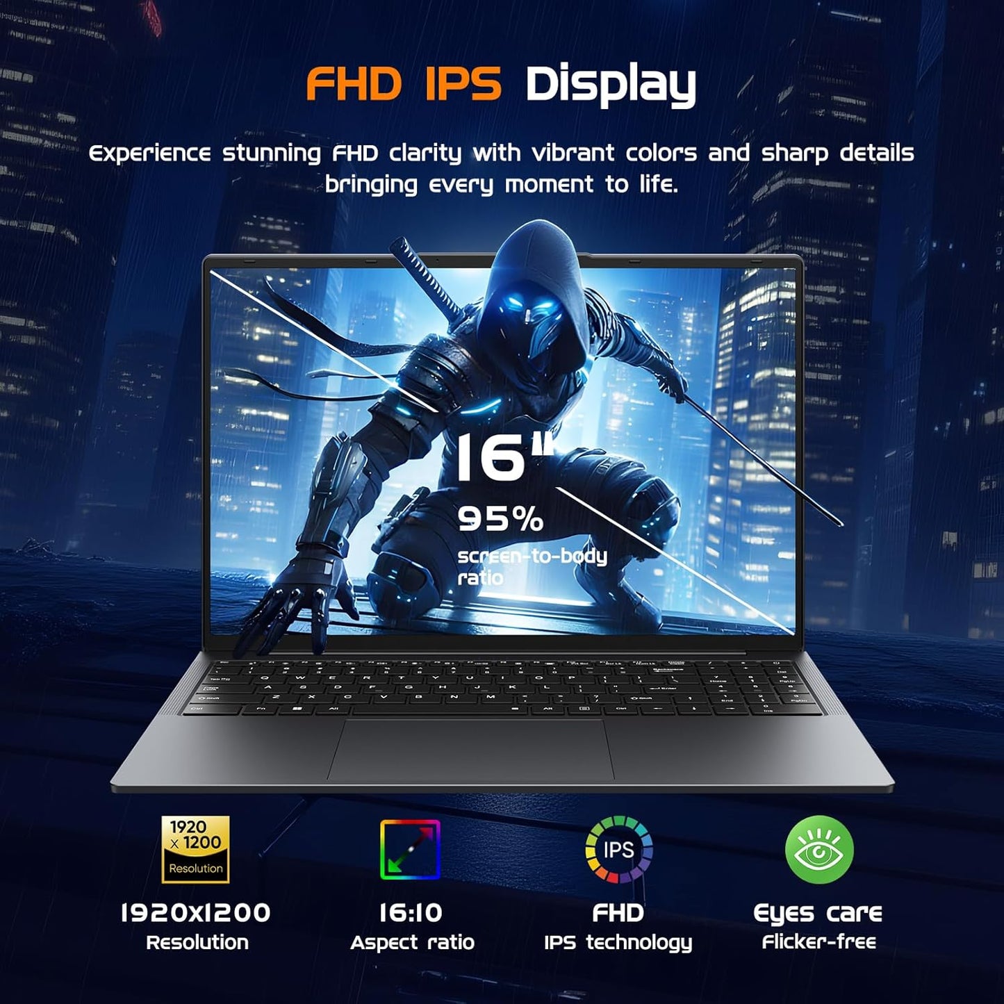 16" Laptop Computer Core I5(Up to 3.6Ghz)16Gb RAM,512GB Ssd,Win11 Pro Notebook PC,MS Office 365,Gaming Laptop,1920 X 1200 FHD 16:10 Display, with BT5.0 Wi-Fi, USB A, HDMI, RJ45, Backlit Keyboard