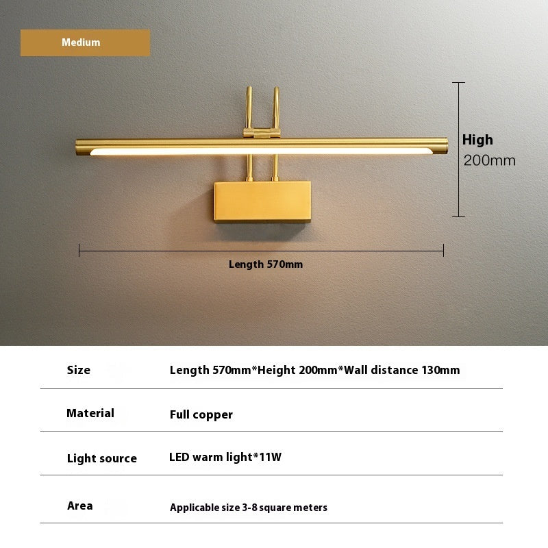 Light Luxury Copper Mirror Front Light Fill Light Living Room